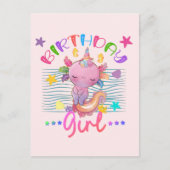 アホロトル ユニコーン 誕生日 ガール パーティー テーマ カラフル ポストカード (正面)
