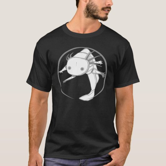 アホロートルの円のTシャツ(leucistic)暗いColorsONLY Tシャツ (正面)