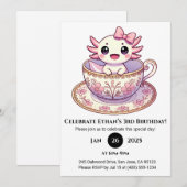 アホロートルの誕生日 ティータイム 招待状 (正面/裏面)