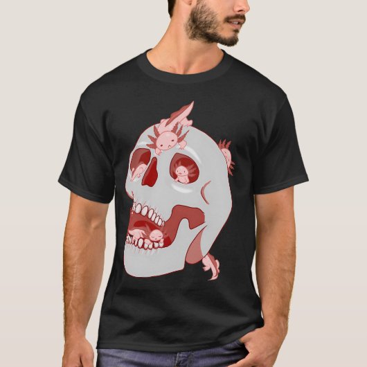 アホロートルの頭蓋骨 Tシャツ (正面)