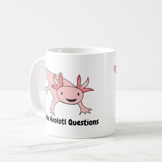 アホロートルはかわいいおもしろいに質問します コーヒーマグカップ (正面左)
