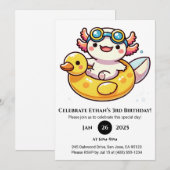 アホロートル フロート 楽しい 誕生日 招待状 (正面/裏面)