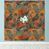 アホワイトハウス&秋の木 キャンバスプリント (インサイチュ (ウッドフロア))