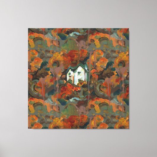 アホワイトハウス&秋の木 キャンバスプリント (正面)