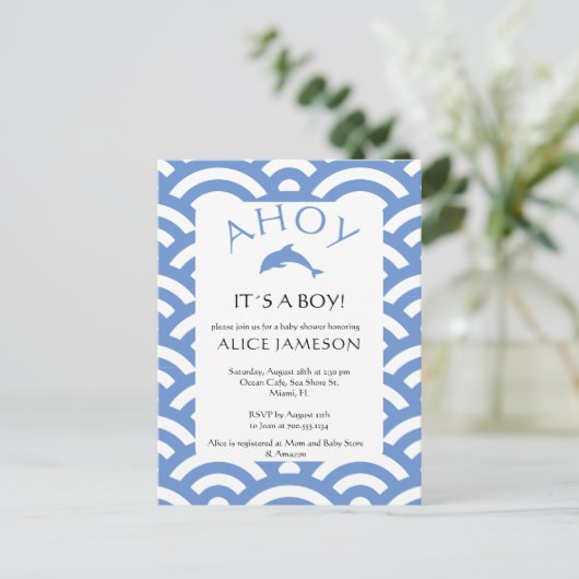 アホ航海のイそれは男の子の赤ちゃんシャワー招待状 ポストカード (スタンド正面)