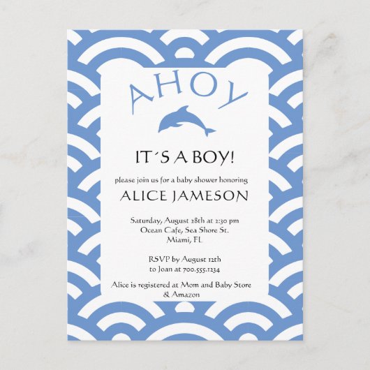 アホ航海のイそれは男の子の赤ちゃんシャワー招待状 ポストカード (正面)