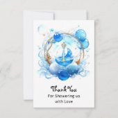 アホ航海のイ:航海のテーマ・ボーイ・ベイビー・シャワー サンキューカード (正面)