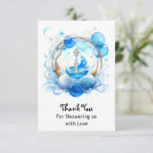 アホ航海のイ：航海のテーマ・ボーイ・ベイビー・シャワー サンキューカード (スタンド正面)