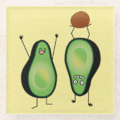 アボカおもしろいドの応援席緑の穴 ガラスコースター (正面)