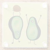 アボカおもしろいドの応援席緑の穴 ガラスコースター (裏面)