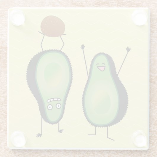 アボカおもしろいドの応援席緑の穴 ガラスコースター (裏面)