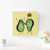 アボカおもしろいドの応援席緑の穴 スクエア壁時計 (ホーム)