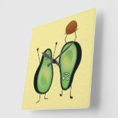 アボカおもしろいドの応援席緑の穴 スクエア壁時計 (傾斜)