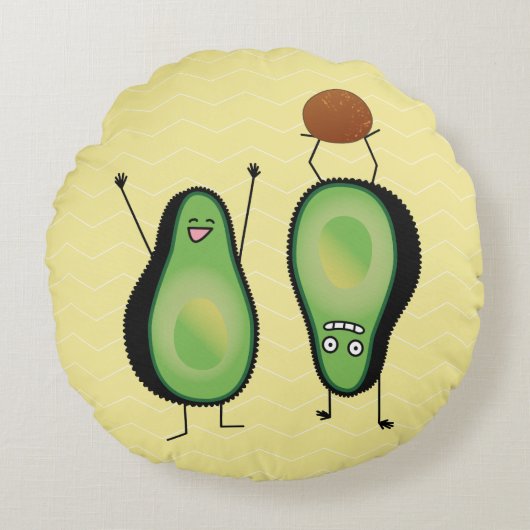 アボカおもしろいドの応援席緑の穴 ラウンドクッション (正面)