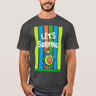 アボカおもしろいドサーフィン初のサーフボード Tシャツ