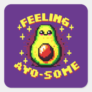 アボカよくはしゃぐドピクセルア感じート's Avo-some' 8ビット スクエアシール