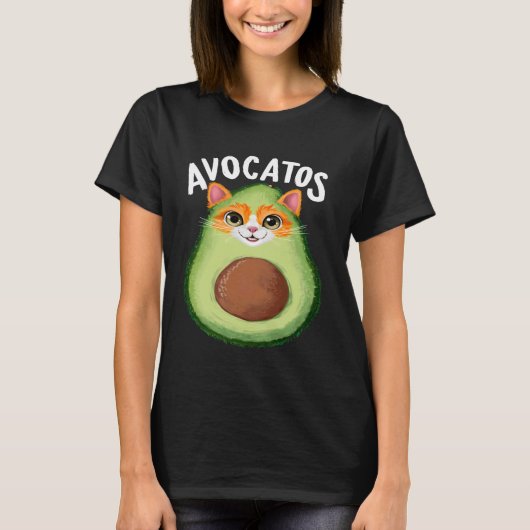アボカトスの面白い猫アボカド Tシャツ (正面)