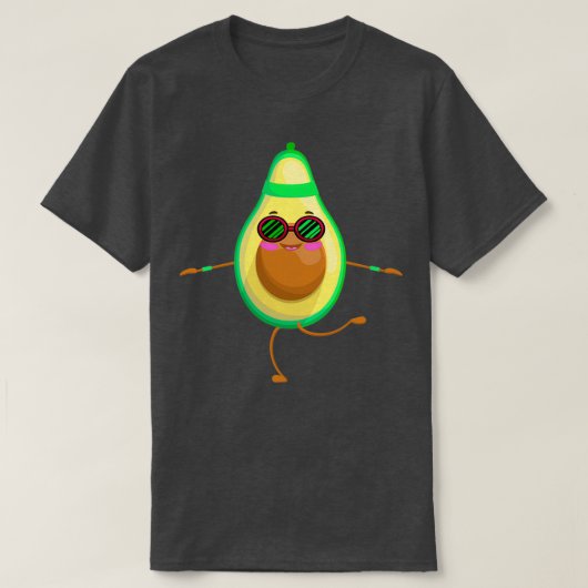 アボカドおもしろいアボカドとサングラス Tシャツ (デザイン正面)