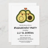 アボカドおもしろいカップル漫画婚約 招待状 (正面/裏面)