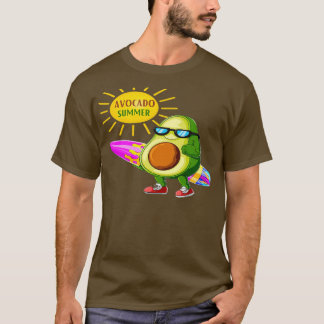 アボカドおもしろいサーフィンアボカド夏 Tシャツ