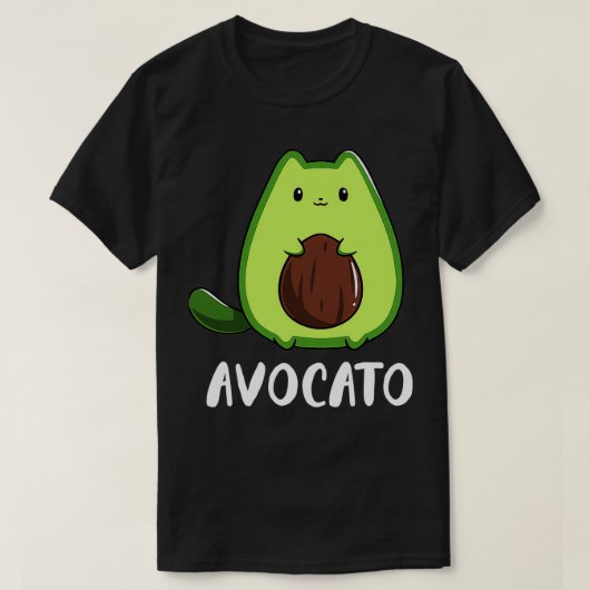 アボカドおもしろいラバーキャット Tシャツ (デザイン正面)