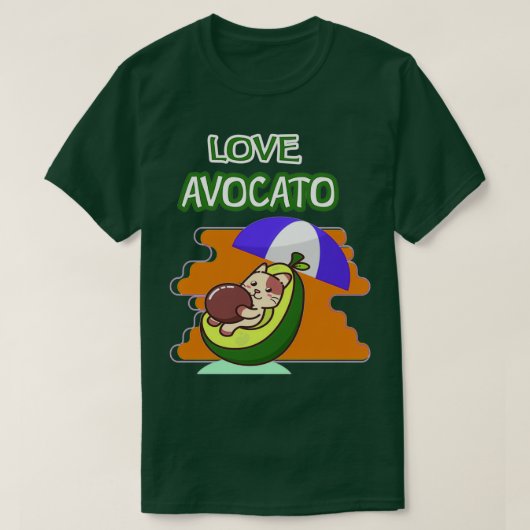 アボカドおもしろい猫かわいい顔グラフィック夏 Tシャツ (デザイン正面)