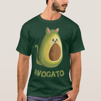 アボカドおもしろい猫かわいい顔グラフィック Tシャツ