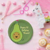 アボカドかわいい1歳の誕生日プレート ペーパープレート (パーティー)