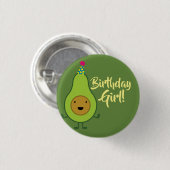 アボカドかわいい1stバースデーガールボタンピン 缶バッジ (正面&裏面)