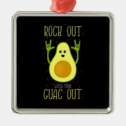 アボカドがガックアウトで岩を突き抜ける メタルオーナメント (正面)