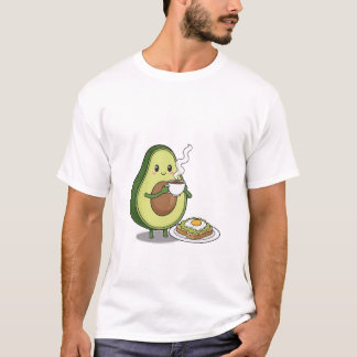 アボカドがコーヒーを飲んでトーストを食べる Tシャツ