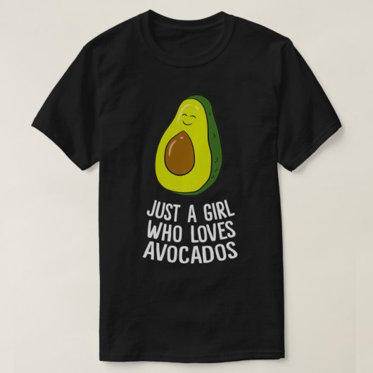 アボカドが大好きな女の子かわいいアボカド Tシャツ (デザイン正面)