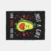 アボカドが好きな女の子 フリースブランケット (正面(横))