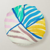 アボカドとシームレスな模様。スタンプテクスチャ六 ラウンドクッション (裏面)