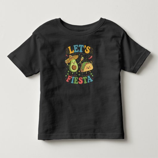 アボカドとタコスのフィエスタ シンコデマヨ トドラーTシャツ (正面)