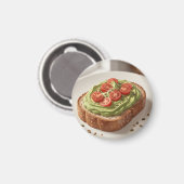 アボカドとトマトのトースト 新鮮な朝食アート マグネット (正面/裏面)