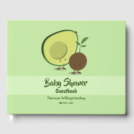 アボカドとピット漫画のキャラクター赤ちゃんシャワー ゲストブック