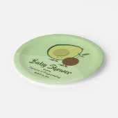 アボカドとピット漫画のキャラクター赤ちゃんシャワー ペーパープレート (アングル)