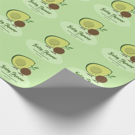 アボカドとピット漫画のキャラクター赤ちゃんシャワー ラッピングペーパー (角)