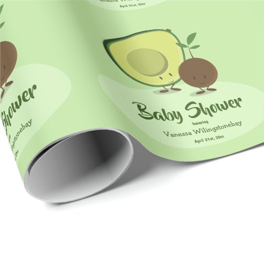 アボカドとピット漫画のキャラクター赤ちゃんシャワー ラッピングペーパー (ロールコーナー)