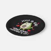 アボカドと猫が大好きな女の子 ペーパープレート (アングル)