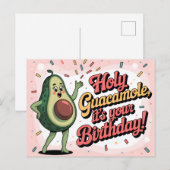アボカドと「ホーリーグアカモーレ、お誕生日おめでとう」 ポストカード (正面/裏面)