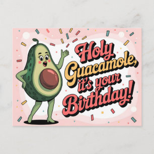 アボカドと「ホーリーグアカモーレ、お誕生日おめでとう」 ポストカード