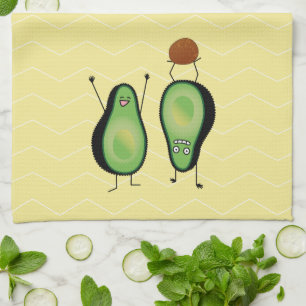 アボカドのおもしろいな元気づける逆立ち緑ピット キッチンタオル