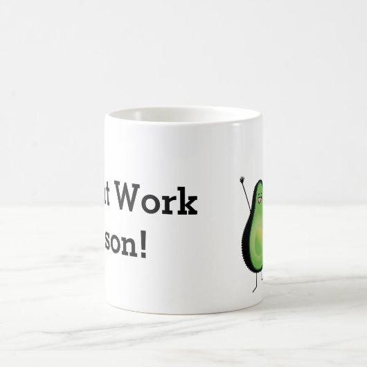 アボカドのおもしろいな元気づける逆立ち緑ピット コーヒーマグカップ (中央)