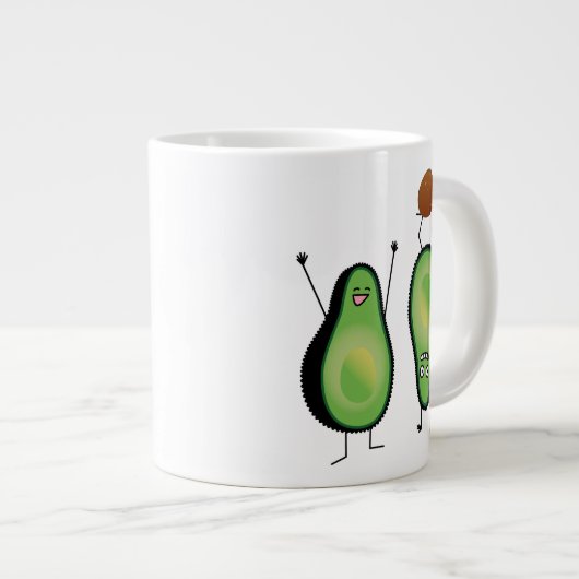 アボカドのおもしろいな元気づける逆立ち緑ピット ジャンボコーヒーマグカップ (正面右)