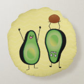 アボカドのおもしろいな元気づける逆立ち緑ピット ラウンドクッション (裏面)