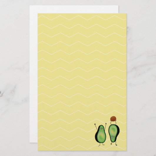 アボカドのおもしろいな元気づける逆立ち緑ピット 便箋 (正面/裏面)