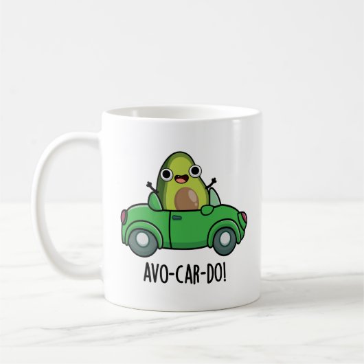 アボカドのダジャレ Avo-car-do コーヒーマグカップ (左)