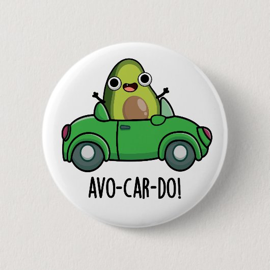 アボカドのダジャレ Avo-car-do 缶バッジ (正面)